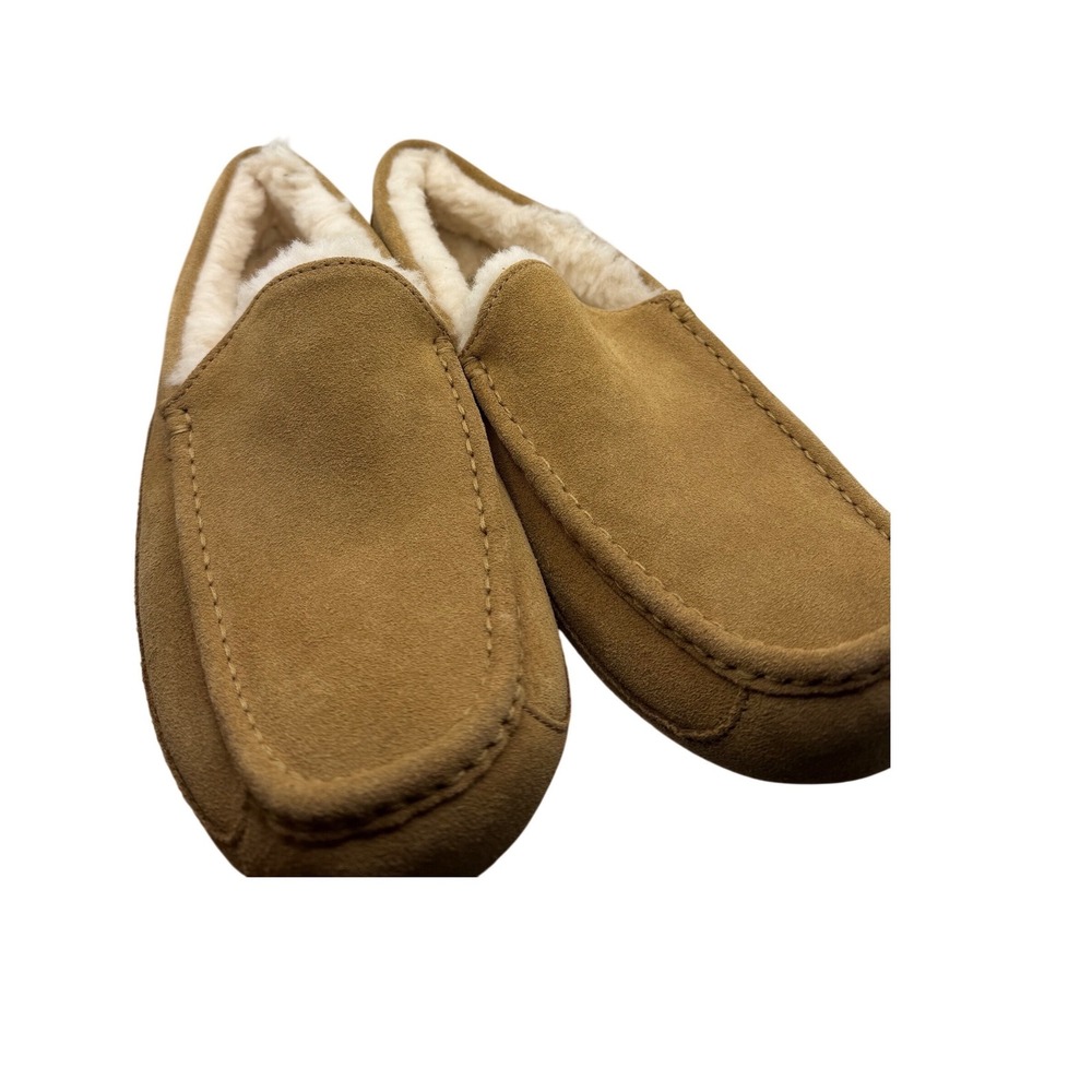 UGG Ascot Mens Suede Slippers Chestnut Wool Lined Loafers 1101110 Size 14